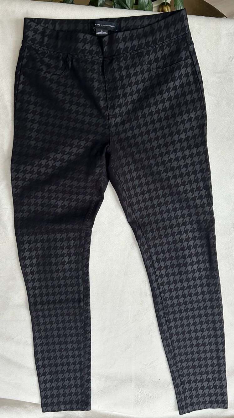 Sanctuary x Anthropologie Black Houndstooth Print Pull-On Skinny Pants Size S